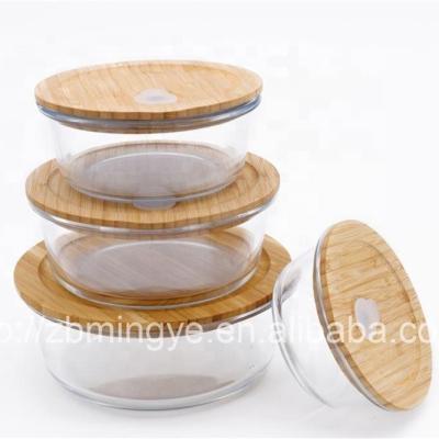 China New Modern Airtight Lid Lock Microwave Oven Glass Food Containers Food Storage Box With Bamboo Locking Lid for sale