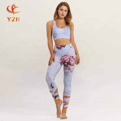 China OEM Antibacterial Yoga Pants Sets High Quality Yoga Set Clothes Yoga Active Wear For Women 2018 for sale