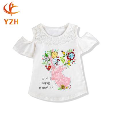 China Viable Custom Your Logo Babies T Shirts White Spandex Print Girls Short Sleeve T-Shirts for sale