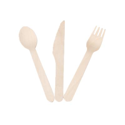 China Disposable Wooden Spoon Fork And Knife 160mm for sale