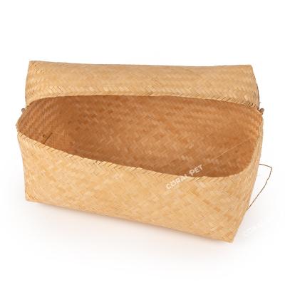 China Sustainable Biodegradable Urn Pet Cremation Urn For Ashes Small Woven Bamboo Casket And Casket For Green Burial And Cremation for sale