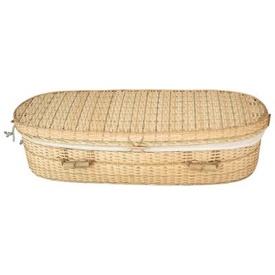 China European Style Handwoven Bamboo Caskets Large Style Casket Cloth Covered Handle Casket For Large Human Baby Pet Caskets And Caskets for sale