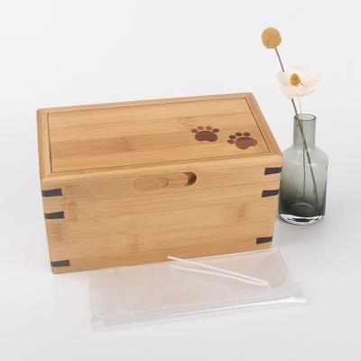 China PET Clamshell Cremation Urn Box Bamboo Paws Urns For Pet Cremation Ashes Coffin Urnas Bamboo Pet Urn For Dog Cat for sale