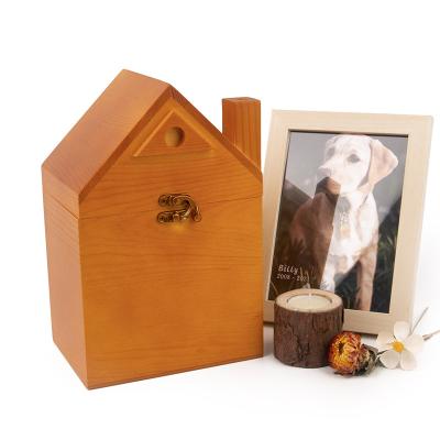 China New Viable Wooden Box Urn Pet Dog Cremation Ashes Container Urns Keepsake Memorial Coral Pet Pine Viable For Small Large Dog Pet Ashes Urns for sale