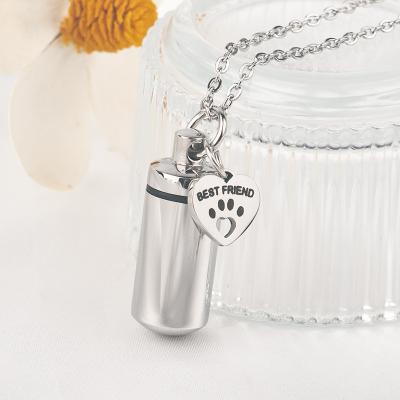 China Stainless Steel Viable Heart Shaped Paw Necklace for Dog Cremation Ashes Mini Pet Urn Small Metal Urn Pendant Jewelry for Woman for sale