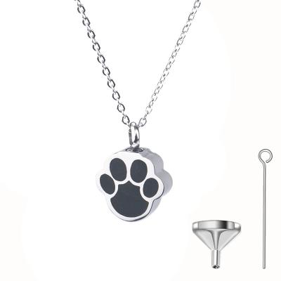 China Viable Stainless Steel Paw Necklace for Small Dog Cremation Ashes Mini Pet Urn Metal Urn Pendant Jewelry for Woman for sale