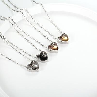 China Stainless Steel Women's Urn Mini Pet Jewelry Necklace Heart Shaped Ashes Urn for Human and Pet Memorial for sale