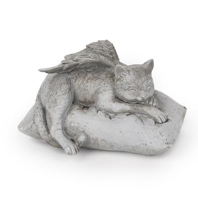 China Outdoor Garden Pet Europe Cat Monument Angel Cat Sculpture Headstone Resin Memorial Stone Sells Cat Funeral Wholesale Memorial for sale