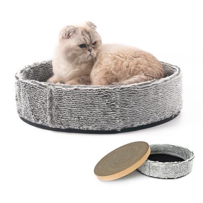 China Viable Pet Coral Cat Around Scratch Board Toys Novelty Cardboard Scratcher Cat Plush Bed Cat Paws Corrugated Paper Grinding Toy for sale