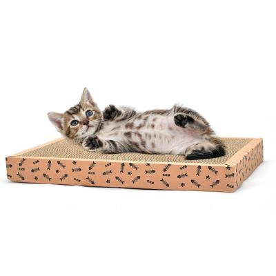 China Scratch Flat Panel Cat Toys Design Cat Cardboard Scratcher Bed Toy E-commerce Pet Supply Viable Corrugated Paper Store for sale