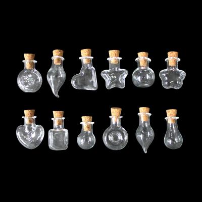 China Handwork 29536 Mini Clear DIY Glass Wish Drift Bottles With 2pcs Stopper Jars Stopered Cap for sale