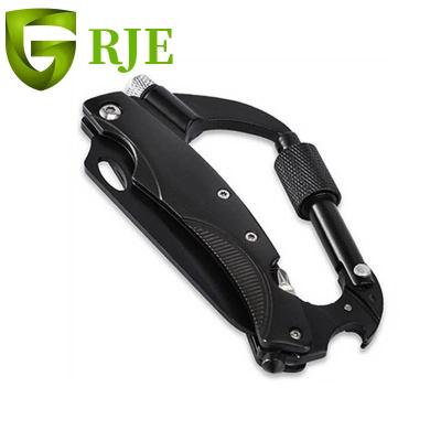 China Multifunctional Swivel Carabiner Lightweight Metal Buckle Locking Carabiner With LED Light Pocket Knife Hook Key Chain Tools for sale