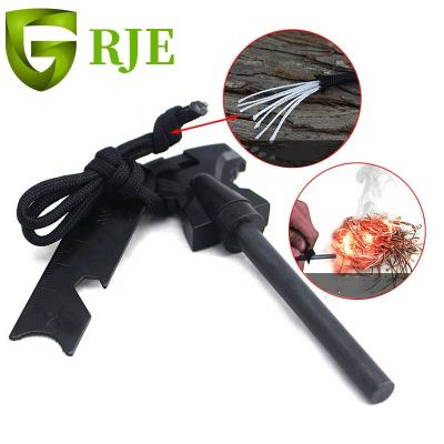 China Outdoor Outdoor Fire Starter Emergency Magnesium Flint Fire Starter Rod Fire Stones With Ruler For Hiking Camping Trekking for sale