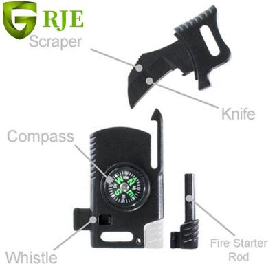 China Wholesale Survival Outdoor Buckle Compass Fire Starter Plastic Buckle With Whistling Knife For Outdoor for sale