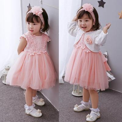 China Girls Autumn Princess Belle Dress With Breathable Light Pink White Layered With Headbands And Cloak For Kids for sale