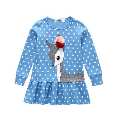 China Best Selling Breathable Items Kids Wholesale Breathable Long Sleeve Candy Blue Cotton Clothing Dresses For Girls for sale