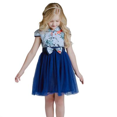 China Kids Daily Wear Washable Summer Tulle Skirt Floral Printed Casual Wear Girl Dresses for sale