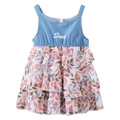 China Wholesale New Product Children Girl Jean Layered Princess Dresses From Children Clothing Anti-static Factory In China for sale