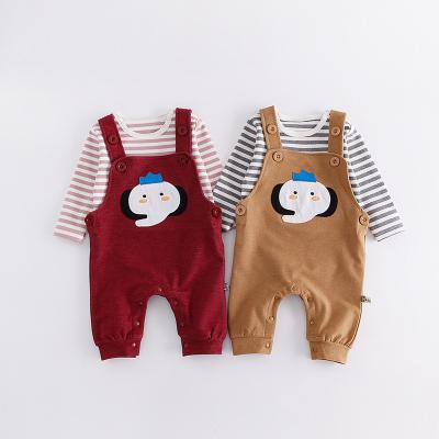 China Spaghetti Strap Sleeveless Wholesale Newborn Baby Wear Clothes Stripes Formal Spaghetti Strap Overalls for sale