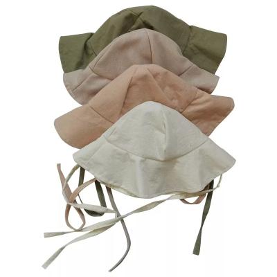 China Breathable Neutral Colors Baby Infant Fisherman Hats Summer Floppy Sun Canvas Hats for sale