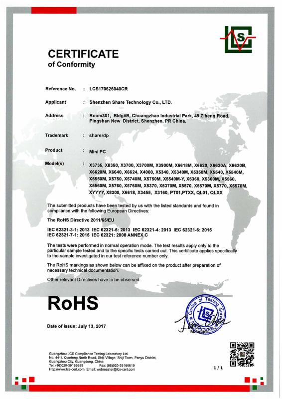 RoHS - Shenzhen Share Technology Co., Ltd.