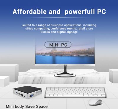 China Super Quad Core Mini PC J4125 Desktop Gemini Lake Thin Mini Computer 2.0GHZ TDP 10W EMMC 4G RAM 64GB Msata SSD PC for sale