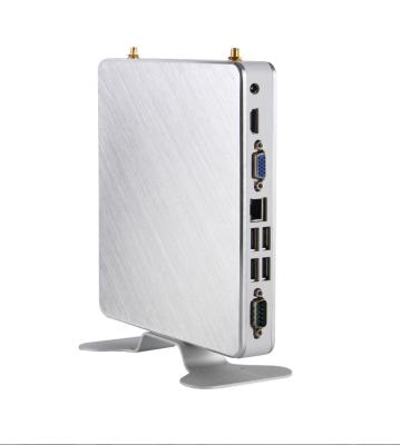 China Cheap fanless quad core 2.0GHz small mini industrial desktop PC cloud computer with low power consumption and fast running speed. for sale