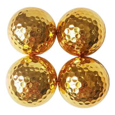 China Wholesale Golf Balls For Tournament Clear Color Gift Gold Plated Glittering Metal Customized Golf Ball for sale