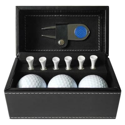 China Cheap Price Wooden Unique Logo Golf Ball Gift Custom Set Box Golf Gift Suit for sale