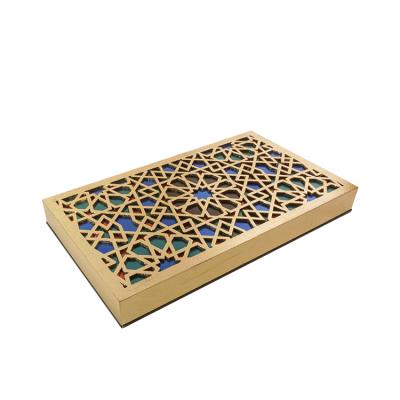 China Factory Handmade Chocolate Luxury Wooden Gold Foil Engraved Chocolate Dates Packaging Gift Box Ramadan Cake Wooden Storage Box Middle East for sale