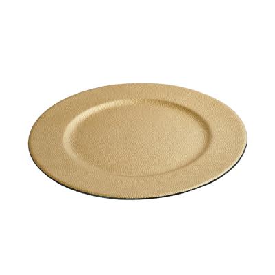 China Hotel OEM New Elegant Design Gold PU Leather Serving Tray for sale