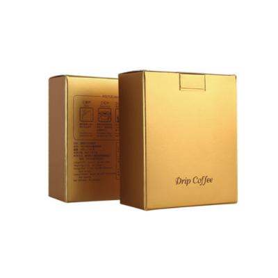 China Wholesale Recycled Materials Gold Paper Cardboard Folding Box Coffee Packaging Box for sale