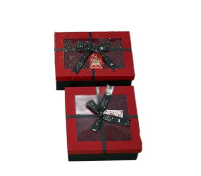 China Recycled Materials Wholesale Christmas Gift Box With PVC Window And Ribbon Customized Logo for sale