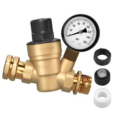 China With inlet rv screen filter water pressure regulator, lead free brass reducer kit, adjustable valve with inlet screen filter, for camper travel for sale