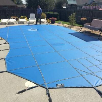 China Easy Install French Private Standard In-ground PVC Solid Safety Pool Cover With Reinforcing Aluminum Bars for sale