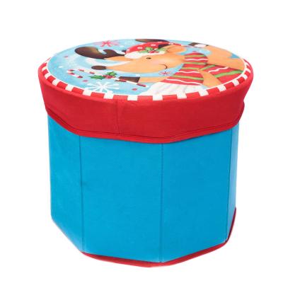 China Customized Design Folding Accept Decorative Stool Storage Box Christmas Home Stool Storage Box for sale