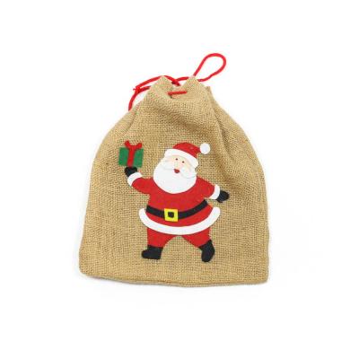 China Wholesale Burlap White Santa Gift Burlap Sack Christmas Sack With Drawstrings for sale