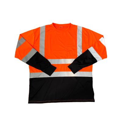 China Breathable Safety Round Breathable Highly Visible Reflective T-Shirt Light Weight Long Neck Sleeves for sale