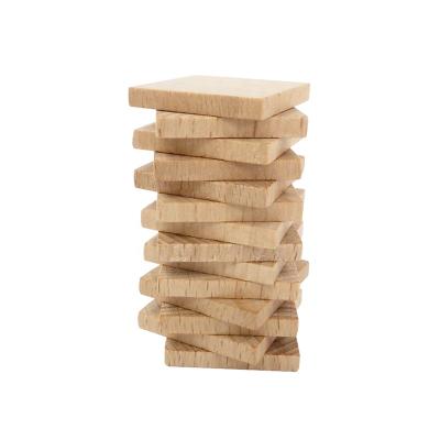 China Construction Toy GD Empty Wood Building Block 25x25x3.5 Mm For Children Counting Nature Color Piece Wooden Board Game for sale