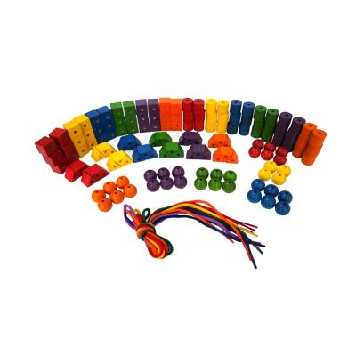 China Symmetry GD 25mm 6 colors lacing wooden beads for children practicing/educational toys for kids/DIY jewelry beads for sale