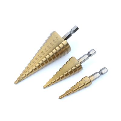 China Metal Drilling Factory HSS Brocas Escalonadas Metal De Cobalto Titanio Step Drill Bit High Quality Titanium for sale