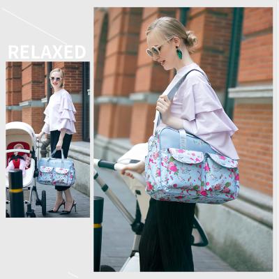 China Latest Arrival Antibacterial Famous Design Floral Cloth Diaper Bag Packaging Hospital Diaper Bag for sale