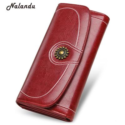 China Large Capacity Waterproof Women Purse Leather Fashion Wallets Long Card Holder for sale