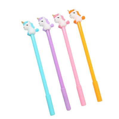 China 1 Piece Unicorn Pen With Korea Kawaii Cap Novelty Normal Novelty Cheap Cartoon Blue Head Gel Multicolor For School Student for sale