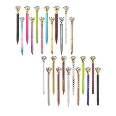 China Gemstone Pen With Custom Rose Gold Pen Best Selling Metal Diamond Promotional Crystals Fake Stone Big On Top And Ball Point Gift for sale