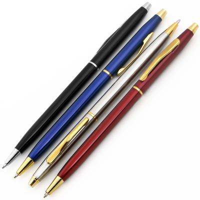 China office & Thin Silver Gold And Black Ink Pen Advertising Cheap Metal Slim School Pen With Engrave Custom Logo Cross Hotel for sale