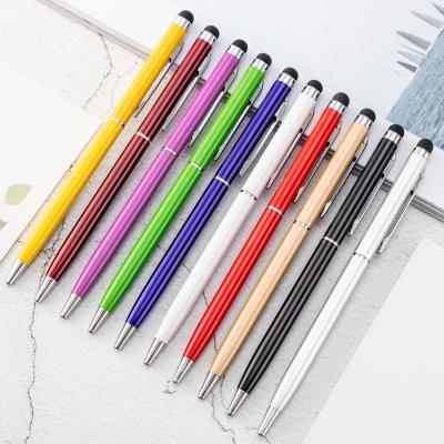 China Promotional Pen New Promotional Aluminum Soft Touch Pen With Stylus Custom Logo Click For Purple Soft End Same Tablet Digital Smart Mobile for sale