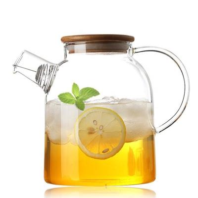 China 50oz/1500ml Viable Teapot Water Heat Resistant Glass Pitcher for Ice Tea and Juice Carafe Homemade for Hot/Cold Water for sale