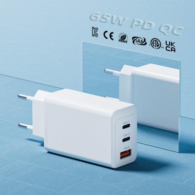 China Fast Charging Type C Laptop Phone Wall Charger Adapter 65W kc GaN Super Fast Charging Palladium USB Adapter Portable Telephone De Charger Carregador Celular for sale