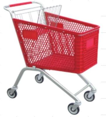 China Deployment Unfolding Supermarket Hot Selling Plastic Trolley , Plastic Shopping Cart for sale